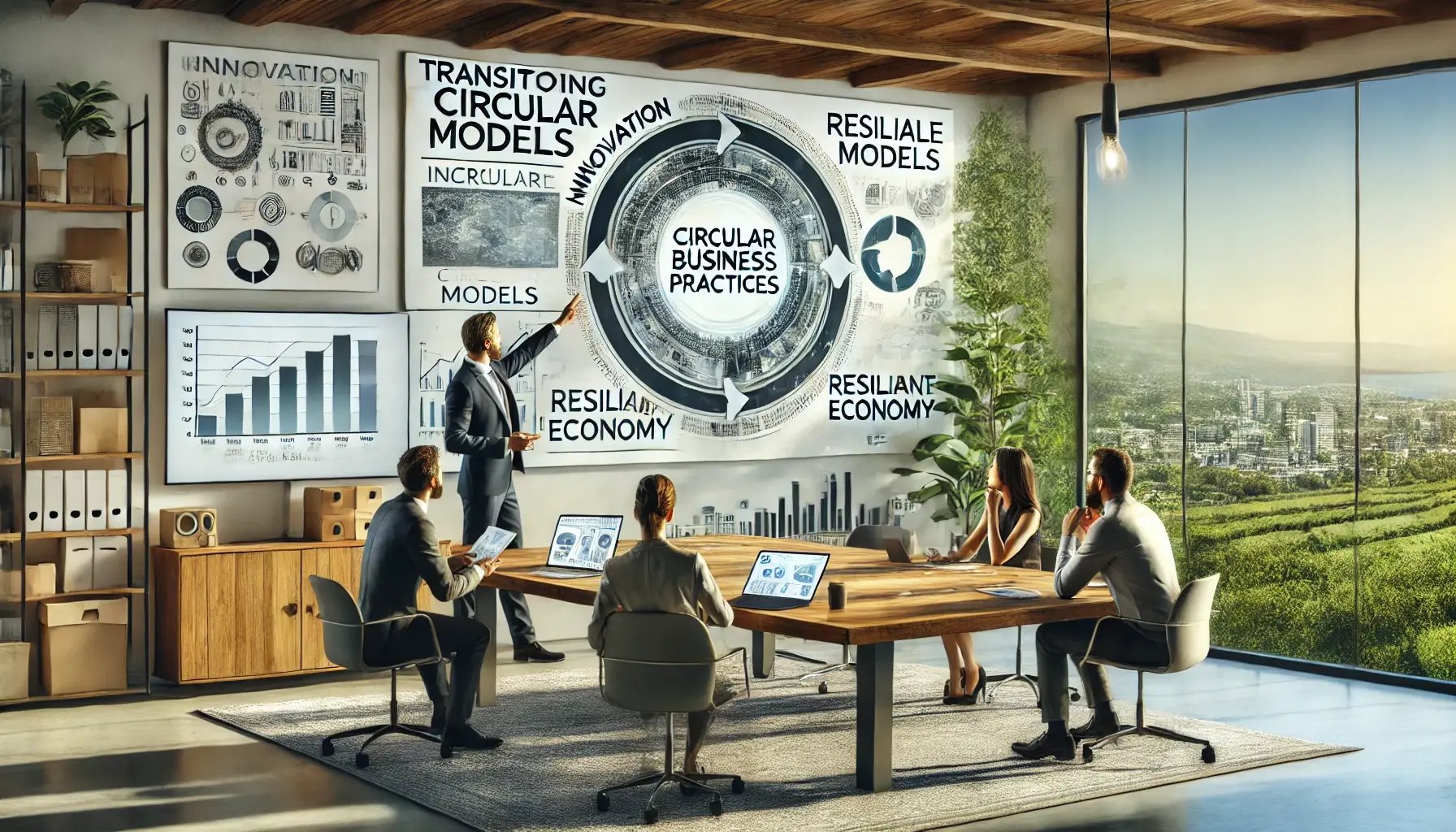 DALL·E 2024-12-19 08.51.58 - A hyper-realistic and professional landscape-oriented image illustrating the challenges and opportunities of transitioning to circular business practi